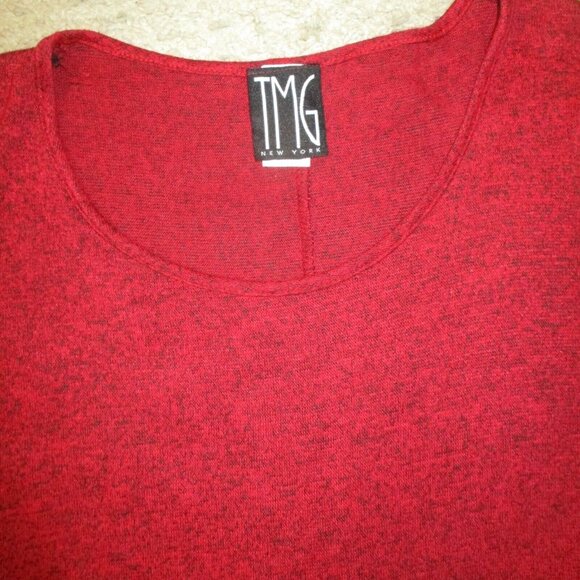 Ladies COLD SHOULDER dress XL Stretchy Knit Top Long sleeve Red - Picture 2 of 5